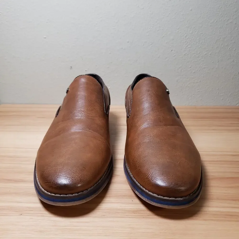 Robert Wayne Men's 12 Seger Leather Loafers Brown Classic Office Casual Everyday